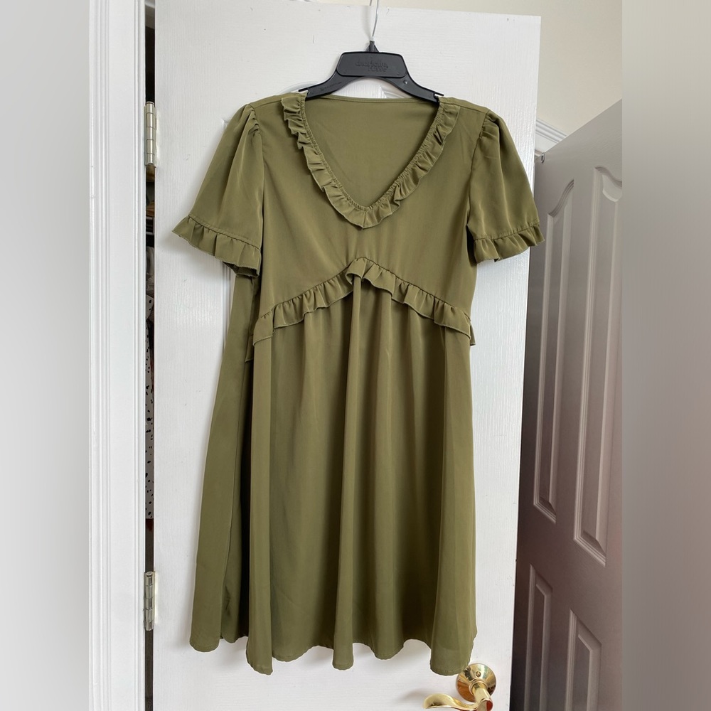 Army Green Flowy Dress